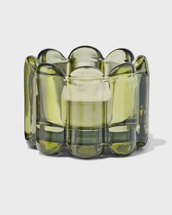 HEMA Theelichthouder glas ribbel groen (groen)