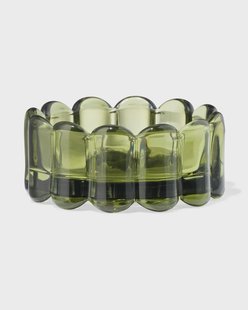 HEMA Kaarsonderzetter ⌀10cm glas ribbel groen (groen)