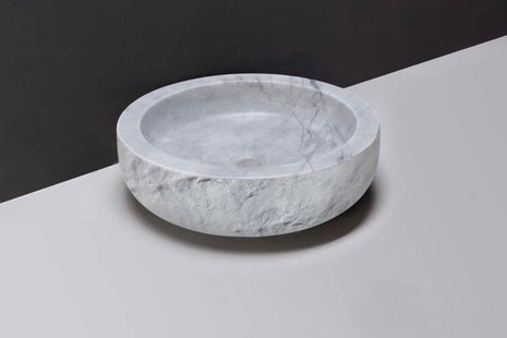 Waskom Forzalaqua Verona Carrara Rond Gepolijst en Gekapt 40x12x cm