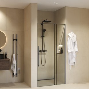 Nisdeur Sanivo Sena Met Vast Paneel Helder Glas 80x200 cm Met Montageset Mat Zwart