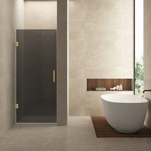 Nisdeur Wiesbaden Less 80x200 cm 8 mm Nano Rookglas Geborsteld Messing