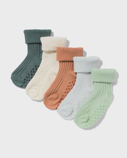 HEMA Babysokken rib met bamboe - 5 paar groen (groen)