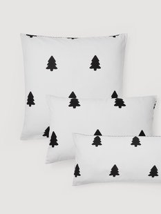 Omkeerbare flanellen kussenhoes Noan met kerstboommotief