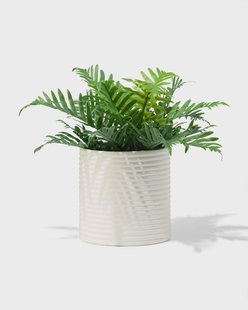 HEMA Bloempot ⌀13.3x13.4cm keramiek ribbels crème (creme)