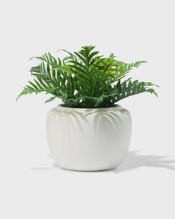 HEMA Bloempot ⌀12.2x13.5cm keramiek spikkel crème (creme)