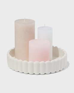 HEMA Kaarsonderzetter ⌀20cm keramiek ribbel wit (wit)