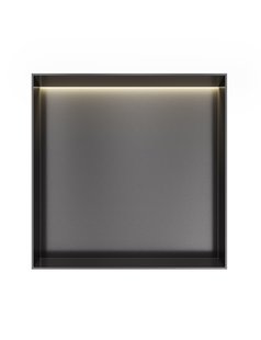 Hotbath &MORE Inbouwnis 30x30x10cm frameless + LED Geborsteld Gunmetal PVD
