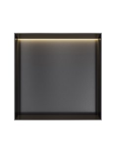 Hotbath &MORE Inbouwnis 30x30x10cm frameless + LED Geborsteld Zwart PVD