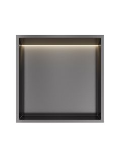 Hotbath &MORE Inbouwnis 30x30x10cm met LED IP44 Geborsteld Gunmetal PVD