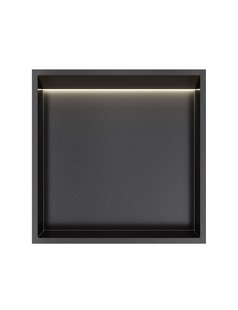 Hotbath &MORE Inbouwnis 30x30x10cm met LED IP44 Geborsteld Zwart PVD