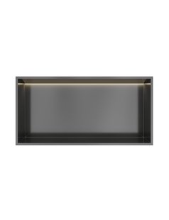 Hotbath &MORE Inbouwnis 30x60x10cm met LED IP44 Geborsteld Gunmetal PVD