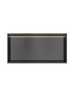Hotbath &MORE Inbouwnis 30x60x10cm met LED IP44 Geborsteld Zwart PVD