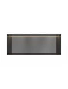 Hotbath &MORE Inbouwnis 30x80x10cm frameless + LED Geborsteld Gunmetal PVD