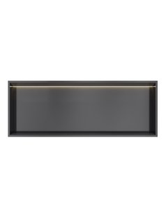 Hotbath &MORE Inbouwnis 30x80x10cm met LED IP44 Geborsteld Zwart PVD