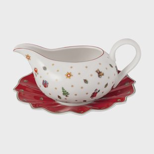 Villeroy & Boch Toy's Delight sauskan 50 cl met schoteltje Wit-rood