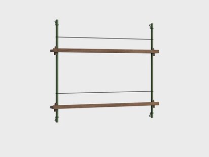 Moebe - Magazine Shelving 65 Plank Smoked Oak/Pine Green