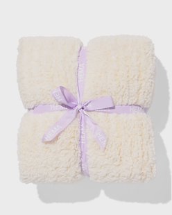 HEMA Plaid 130x150cm teddy strepen wit (wit)