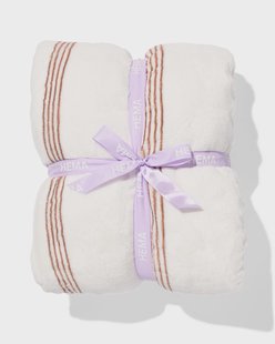 HEMA Plaid 130x150cm sherpa strepen bruin (beige)