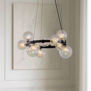 Lucande hanglamp Marvi, Ø 68 cm, zwart, glas, metaal