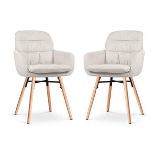Nolon Nena-Mia Eetkamerstoelen Set van 2 - Beige - Naturel Hout