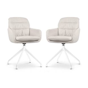 Nolon Nola-Mia Draaibare Eetkamerstoelen Beige - Wit - set van 2