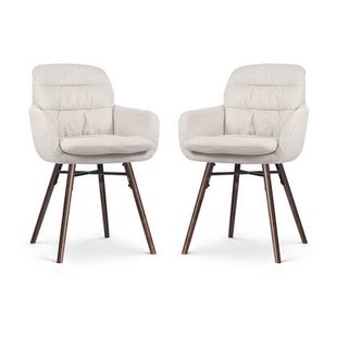 Nolon Nena-Mia Eetkamerstoelen Set van 2 - Beige - Walnoot Hout