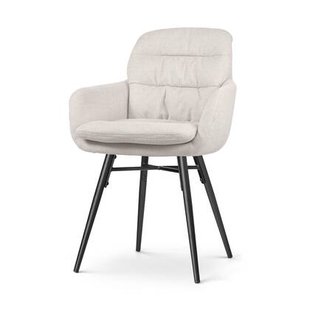 Nolon Nena-Mia Eetkamerstoel Beige - Armleuning - Zwarte Houten Poten