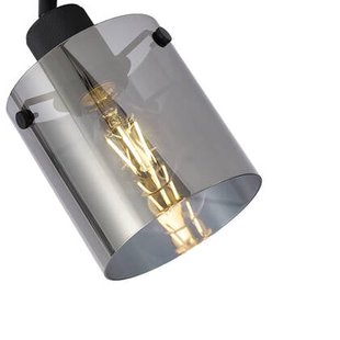 QAZQA Design wandspot zwart met smoke glas - Domo