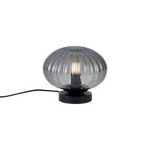 QAZQA Design tafellamp zwart met smoke glas - Mochi