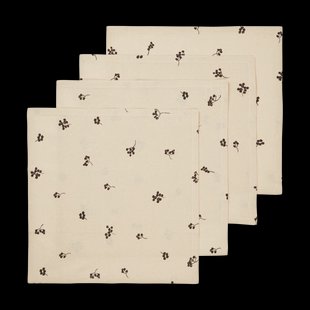 Ferm Living Baies katoenen servet 40x40 cm 4-pack Natural-dark chocolate