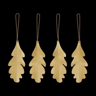 Ferm Living Oak leaf decoratiehanger 13,5 cm 4-pack Brass