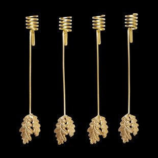 Ferm Living Oak leaf christmas tree kandelaar 4-pack Brass