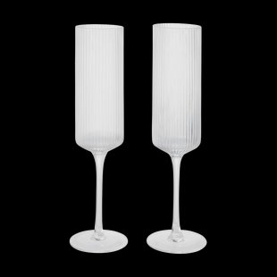 Ferm Living Ripple Champagne flutes champagneglazen 15 cl 2-pack Clear