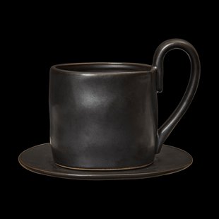 Ferm Living Flow mok met schotel 25 cl Black