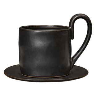 Ferm Living Flow Mok Met Schotel Black