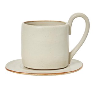 Ferm Living Flow Mok Met Schotel Off White Speckle