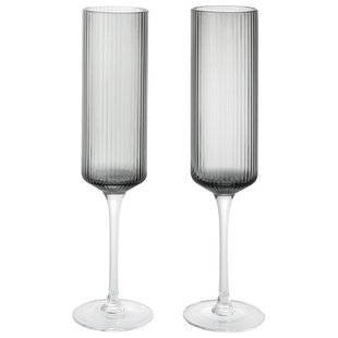 Ferm Living Ripple Champagneglazen Flutes Set Van 2 Smoked Grey