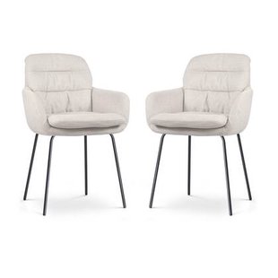 Nolon Nora-Mia Eetkamerstoelen Set van 2 - Beige - Zwart Onderstel