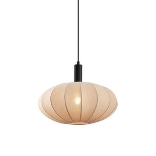 QAZQA Japandi hanglamp zwart met bruine stoffen kap - Bida