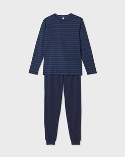 HEMA Herenpyjama strepen donkerblauw (donkerblauw)