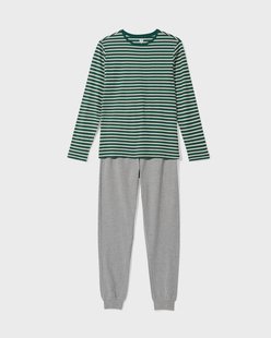 HEMA Herenpyjama strepen donkergroen (donkergroen)