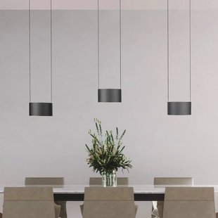 PURE LED hanglamp Clipse, grijs, lengte 110 cm, CTT, 6-lamps.