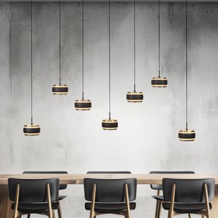 PURE LED hanglamp Falling Rings zwart Lengte 132 cm 7-lamps