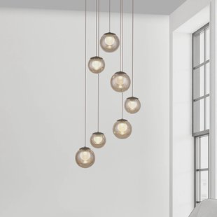 PURE LED hanglamp Popup, brons/amber Ø 40 cm, 7-lamps.