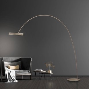 PURE LED vloerlamp Loop-Bow, bronskleurig, reikwijdte 290 cm