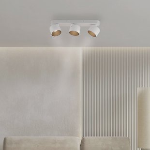 PURE LED plafondspot Cup, wit, lengte 56 cm, metaal, 3-lamps.