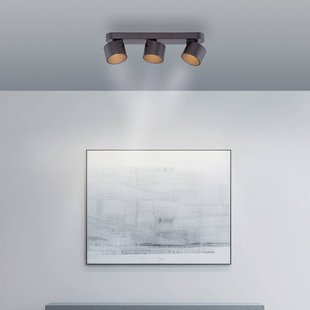 PURE LED plafondspot Cup, zwart, lengte 56 cm, metaal 3-lamps.