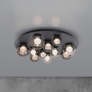 PURE LED plafondlamp Popup, grijs/rookgrijs, Ø 60 cm, 11-lamps.