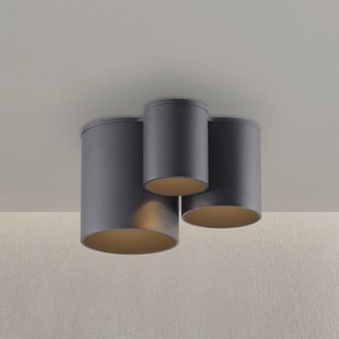 PURE LED badkamer plafondlamp Point, zwart, lengte 18 cm, 3-lamps.