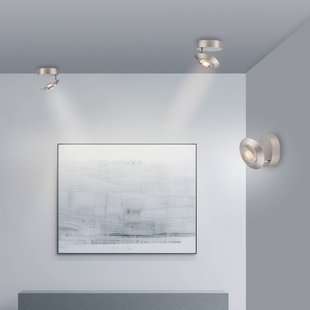 PURE LED plafondlamp Oculis, zilverkleurig Ø 15 cm ijzer/glas